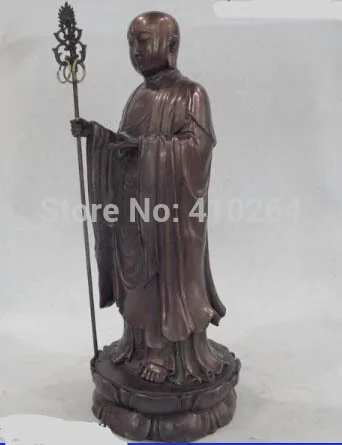 15 "Китай Буддизм Бронза Медь Datang Сюань Цзан Kshitigarbha Дзидзо Статуя Будды | Дом и