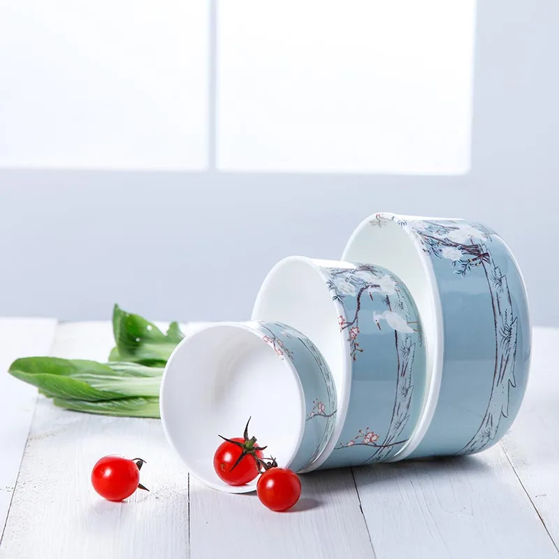 Современная керамическая миска для риса из костяного фарфора с рисовой отделкой
