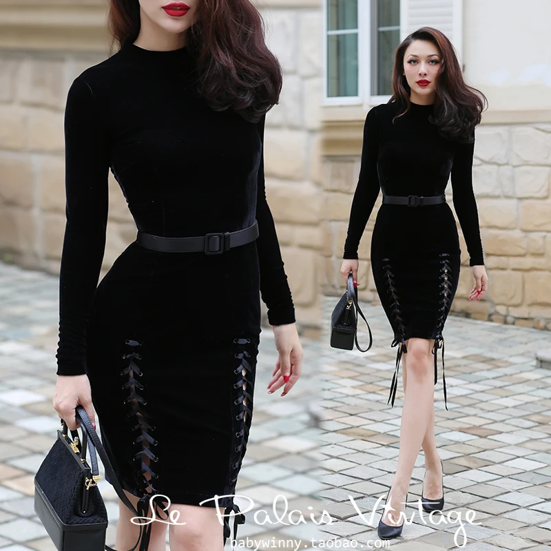 2017 новое Европейское стильное винтажное Модное Элегантное бархатное черное