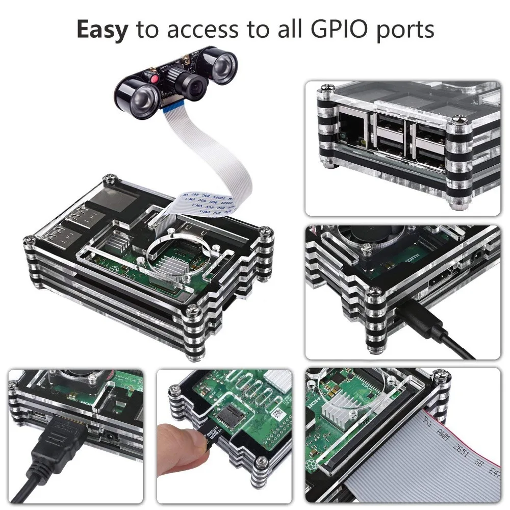 Raspberry pi 3 чехол/вентилятор/радиатор/зарядное устройство 5V 2.5A Питание с On/Off переключатель для Raspberry pi 3 Model B+ чехол для Raspberry