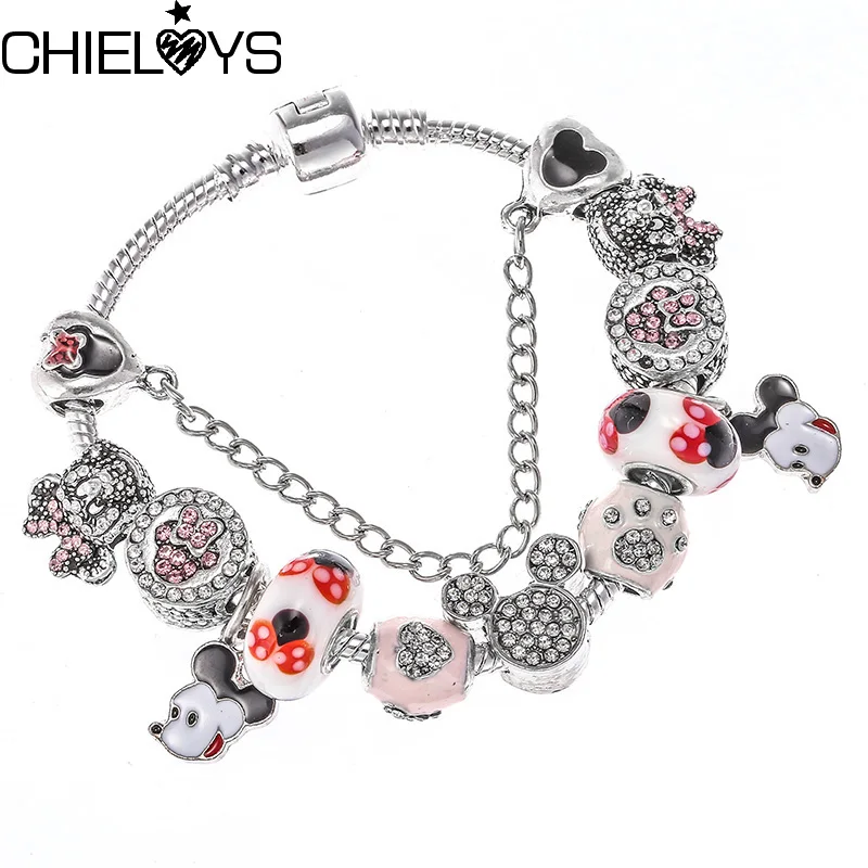 CHIELOYS, красивые синие муранские стеклянные бусины, цепочка-змейка, очаровательный браслет, подходит для оригинала, сделай сам, брендовый браслет для детей, подарок, ювелирное изделие