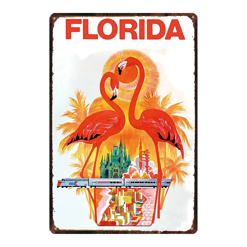 Флоридский винтажный дорожный жестяной знак металлическая пластина для стены