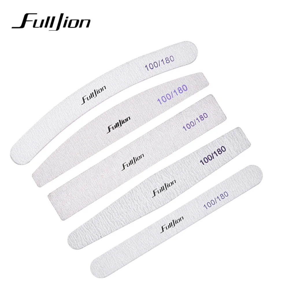 Fulljion 5 шт./лот пилочки для ногтей двухсторонняя серая пена шлифовальный буферный