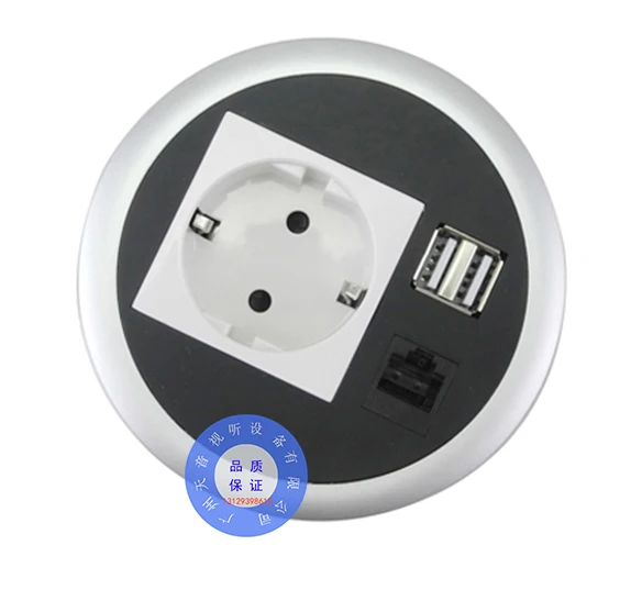 Офисный стол Розетка/Удобная работа/телефон USB зарядное устройство/rj45 сетевой разъем/мини-розетка/Европейский стандарт питания - Цвет: black