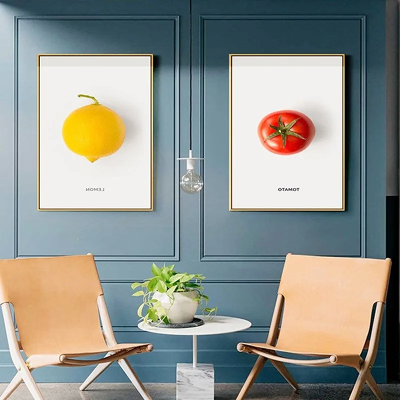 

Watercolor Food Canvas Painting Green Fruits Lemon Strawberry Mango Wall Pictures Nordic Poster For Home Living Room Decoration