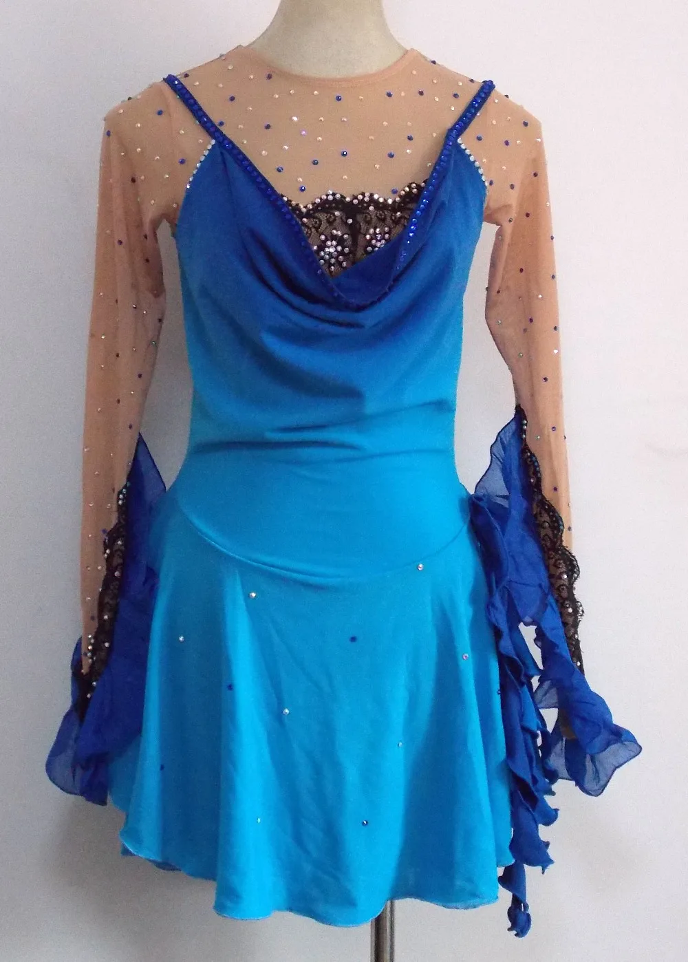 Free shippingSkyblueCUSTOM MADE TO FIT FIGURE ICE SKATING/ DANCING/ BATON TWIRLING COSTUMESD36 | Тематическая одежда и