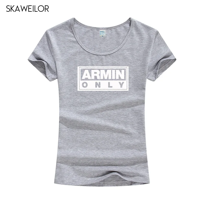 Armin Van Buuren Футболка с принтом женские летние топы с короткими рукавами футболки хлопковые повседневные облегающие футболки Camiseta Femenina - Цвет: Gray
