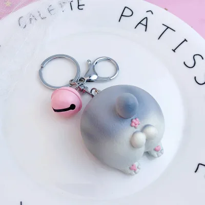 Hamster Pink Bell Симпатичная цепочка для ключей, животное корги, кот, кролик, хомяк, декоративный брелок, сумка, подвеска, шарм, креативный, Забавный брелок для ключей, для любителей, лучший подарок, ювелирное изделие - Цвет: Hamster Pink Bell
