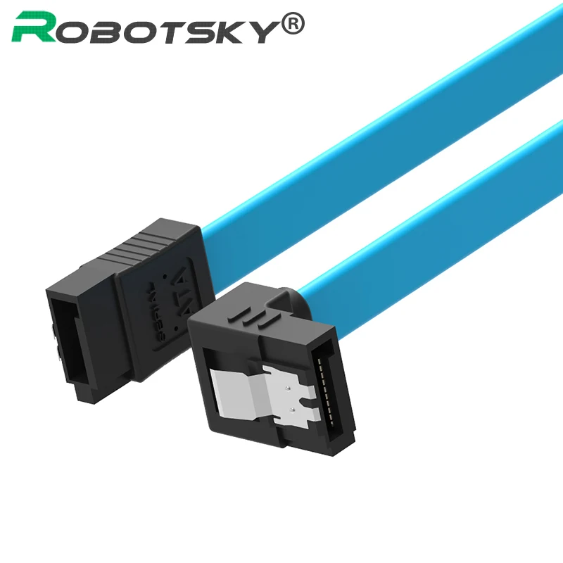 Супер скорость 50 см прямой 90 правый угол SATA 3,0 кабель 6 ГБ/сек. SATA III плоский кабель для передачи данных для HDD SSD