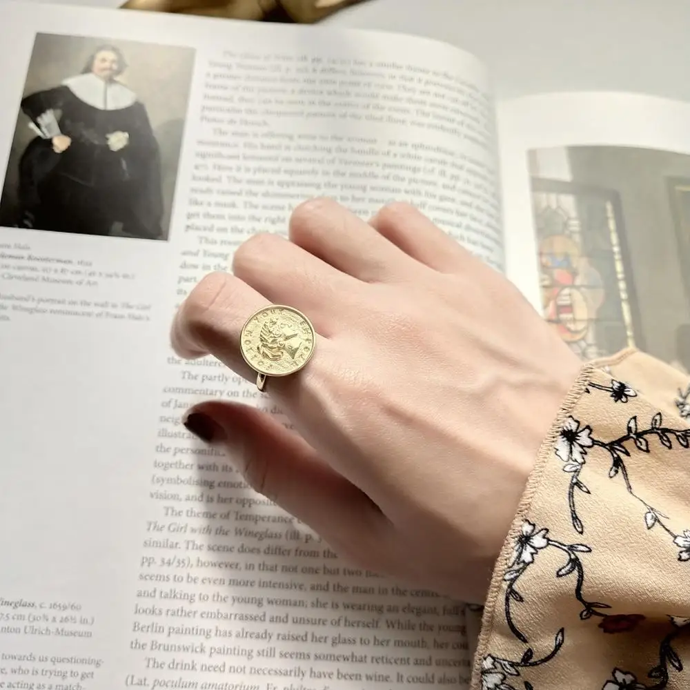 

WTLTC Vintage Artistic Portrait Thumb Rings for Women Minimal 925 Sterling Sliver Layering Ring Designer Geometrical Coin Rings