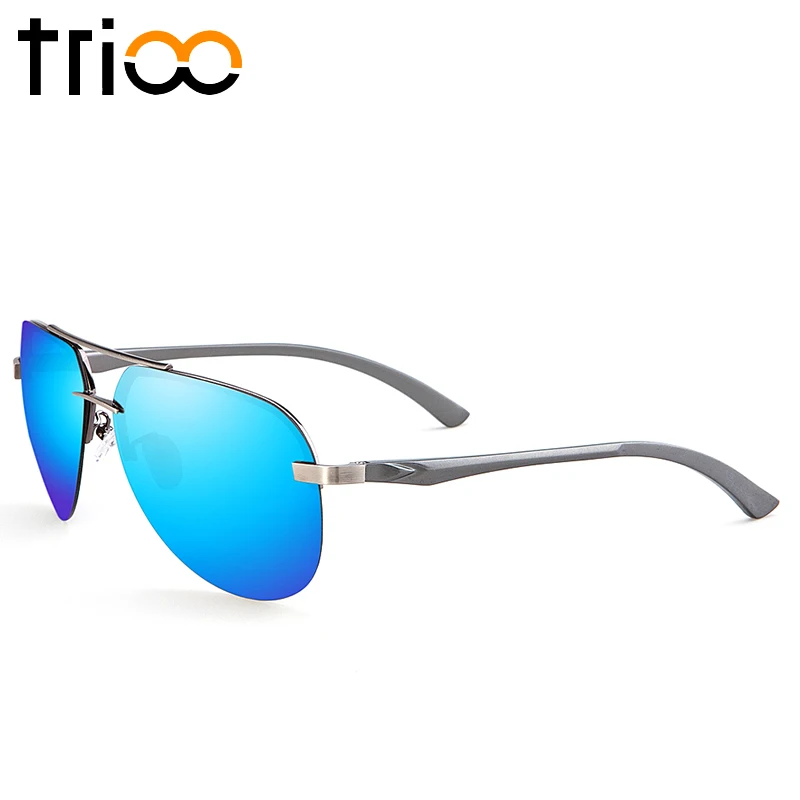TRIOO Polaroid Óculos солнцезащитные очки без оправы Для мужчин прохладный площади оттенки поляризованные UV400 стеклами мужские солнцезащитные очки вождение - Цвет линз: 003