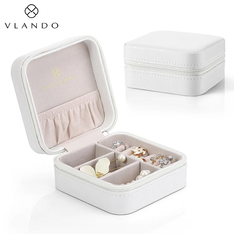 White Vlando маленькая Подарочная коробка из искусственной кожи для путешествий, органайзер, чехол для хранения украшений, колец, сережек, ожерелий - Цвет: White