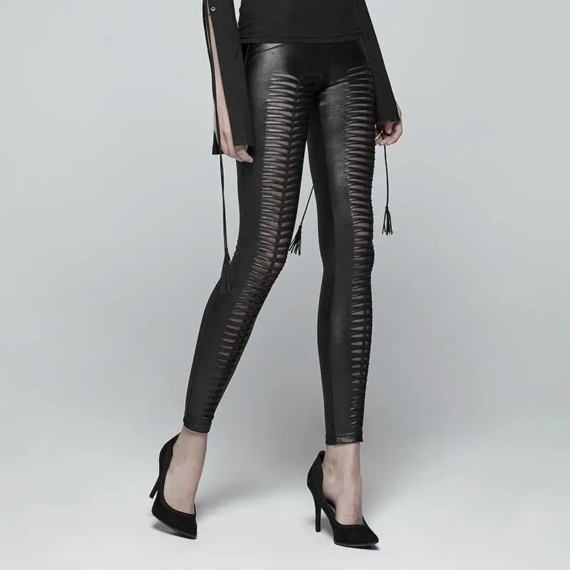 Женские леггинсы из искусственной кожи в стиле панк Goth Devil Foot WK342DDF|Брюки| |
