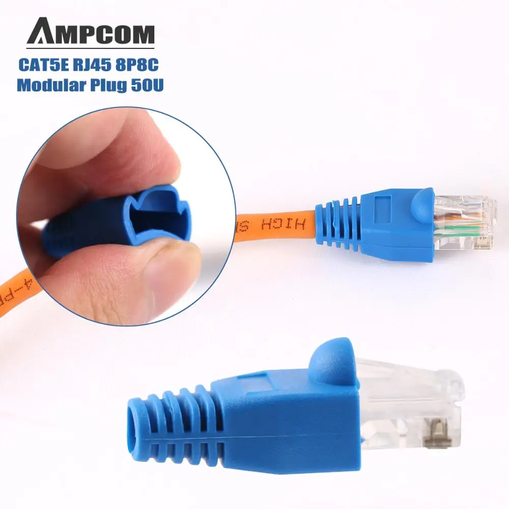 AMPCOM CAT5e UTP 50U RJ45 модульный разъем 8P8C обжимной Конец Ethernet кабель Ethernet разъем
