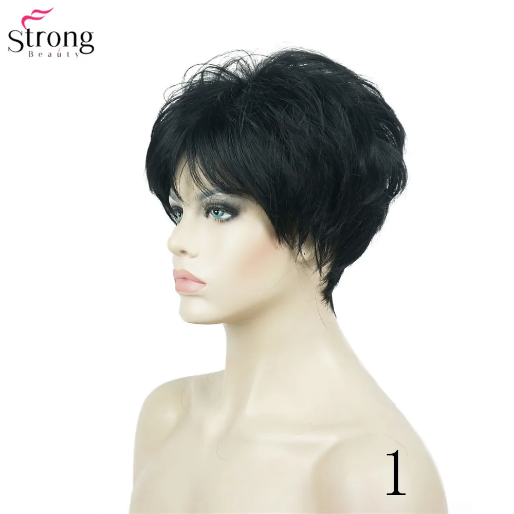 StrongBeauty женский парик короткий прямой натуральный Хай синтетический монолитный парик блонд/черный 11 видов цветов