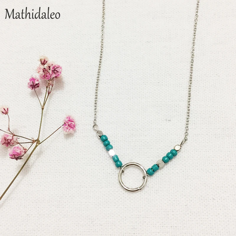 Женское Ожерелье из бисера с цепочкой до ключиц золотистого цвета|women jewelery|seed bead