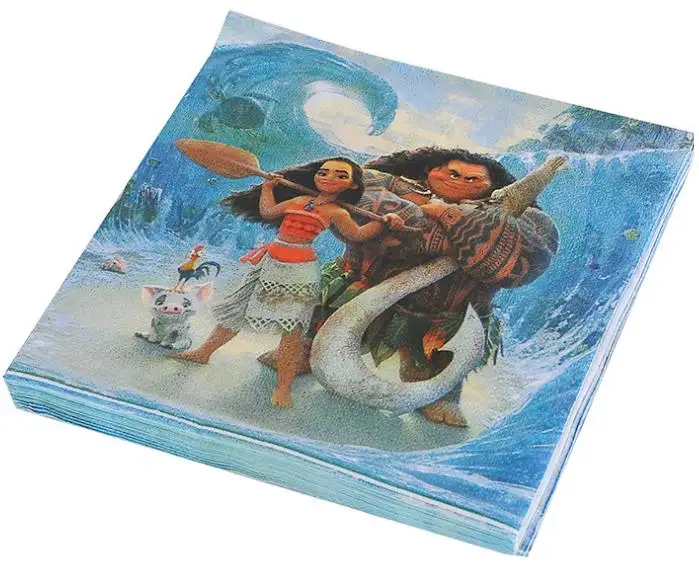 Napkins X20 Moana бумажные тарелки чашка, вилка ложка приглашение Tablecover торт Топпер сумка коробка шар праздник для вечеринки, дня рождения фестиваль подарки - Цвет: Napkins X20