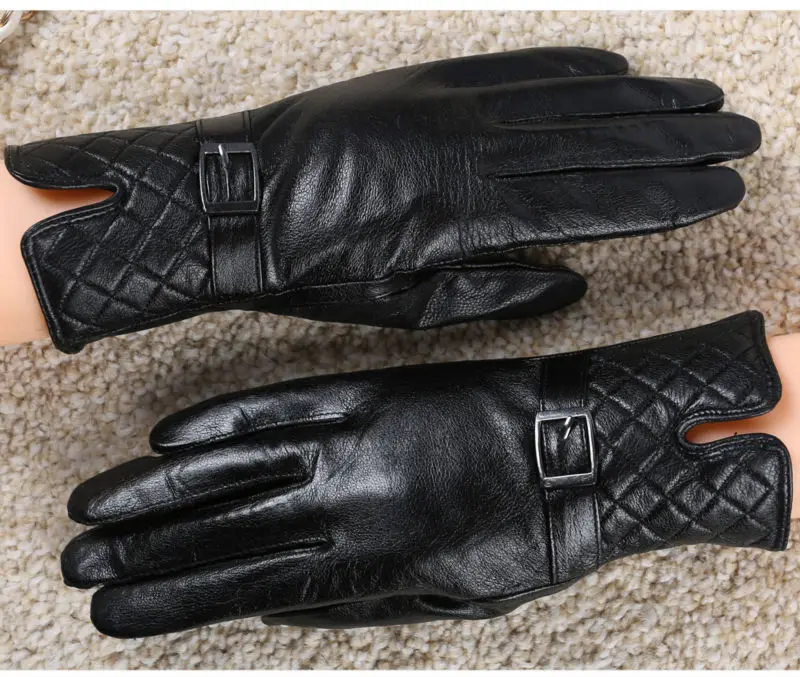 Новый стиль женские перчатки зимние меховые кожаные теплые варежки модные для