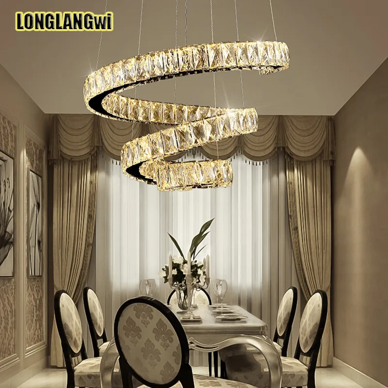 買取 新しいデザイン高品質スパイラルledシャンデリアクリスタルランプモダンな照明ustreダイニングルーム器具バーライトシャンデリア