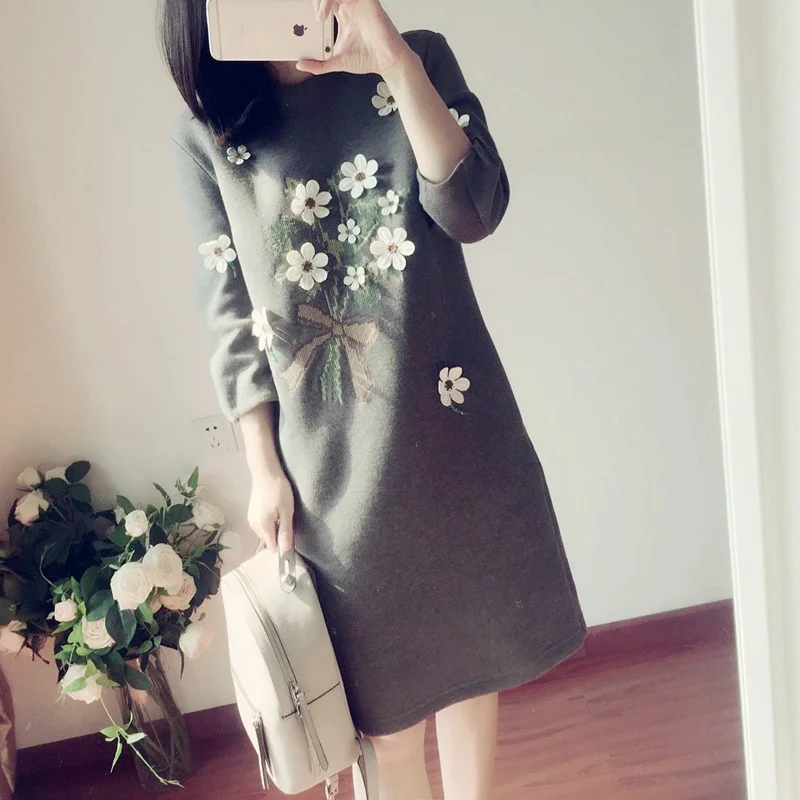 4xl Плюс большой размер Женская одежда 2017 Весна Осень Зима корейский vestidos милый