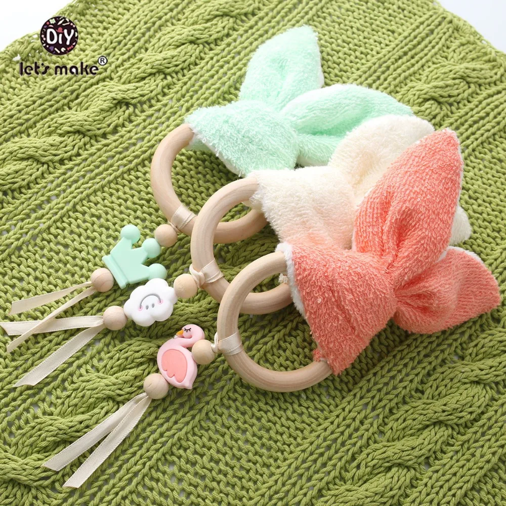 Let's Make Baby Teether 3 шт. милый кролик подвеска для кормления деревянные кольца