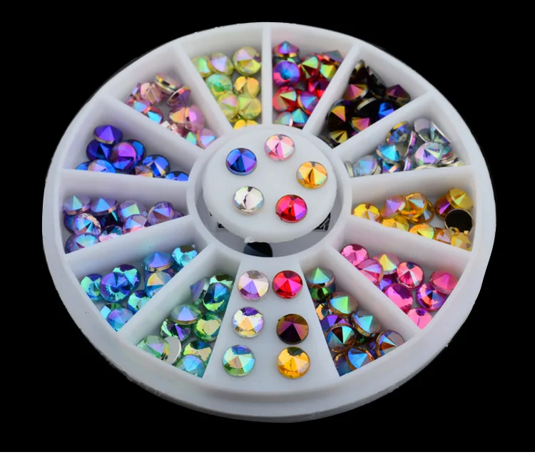Заводская Самая низкая цена AB Красочные Nai Стразы острый Топ Bling 12 цветов 3D