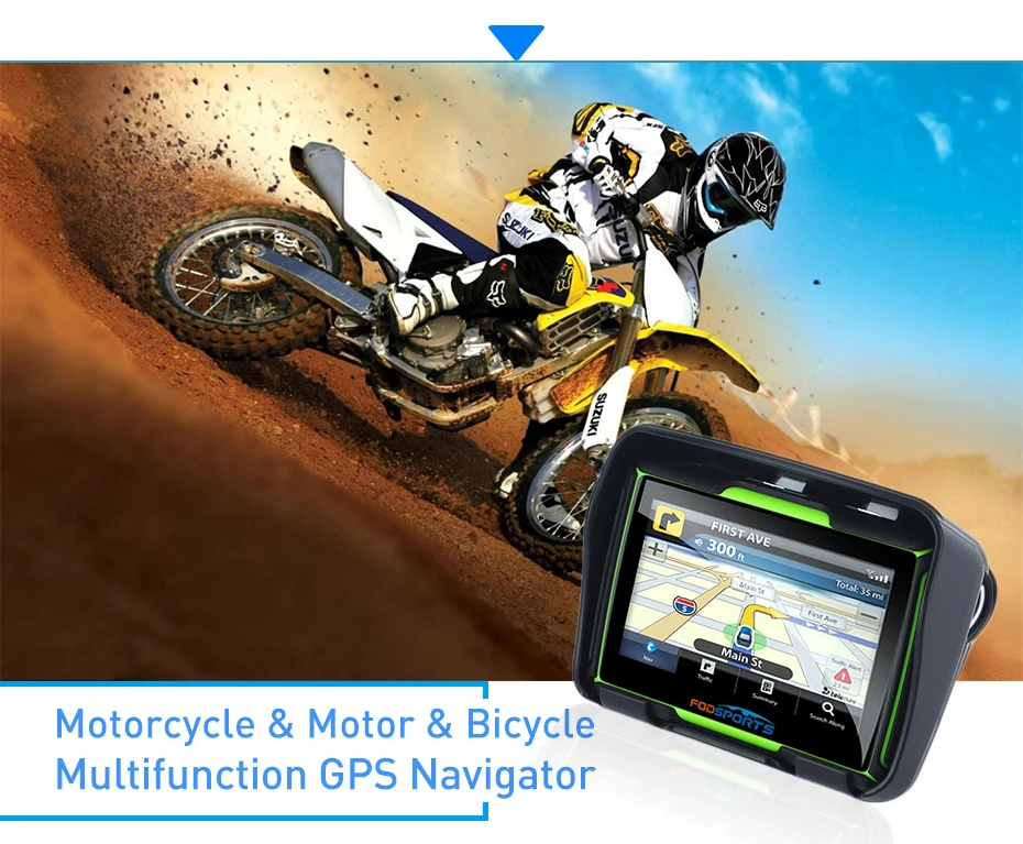 Fodsports 4,3 дюймов Автомобильный навигатор HD Bluetooth gps 8 Гб 256 Мб Водонепроницаемый IPX7 анти шок мотоцикл gps навигация бесплатные карты