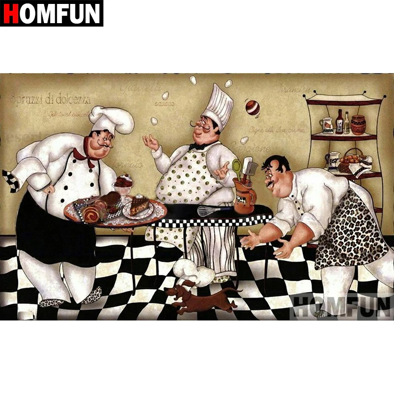 Алмазная живопись HOMFUN A08800 картина мультяшный шеф повар с полными