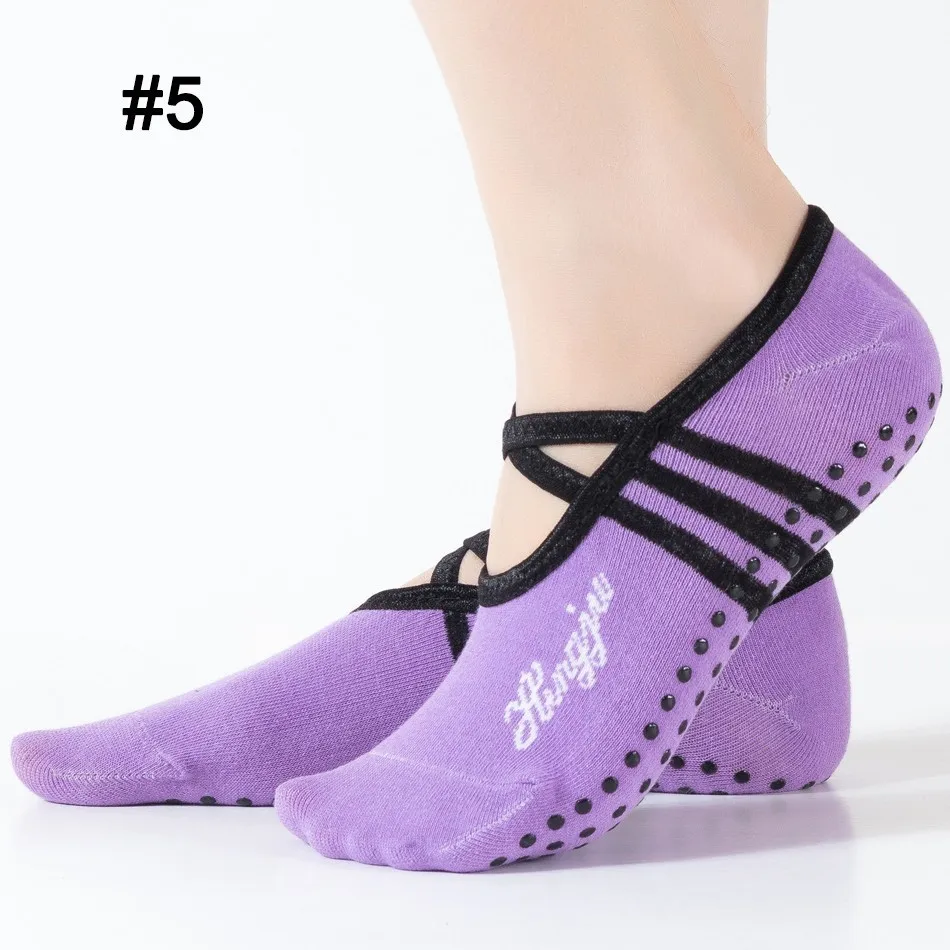 Light Purple REXCHI 1 пара спортивных носков для йоги, тапочки для женщин, противоскользящие женские демпфирующие бандажные Носки для пилатеса, балетная пятка, защитная накладка для танцев - Цвет: Light Purple