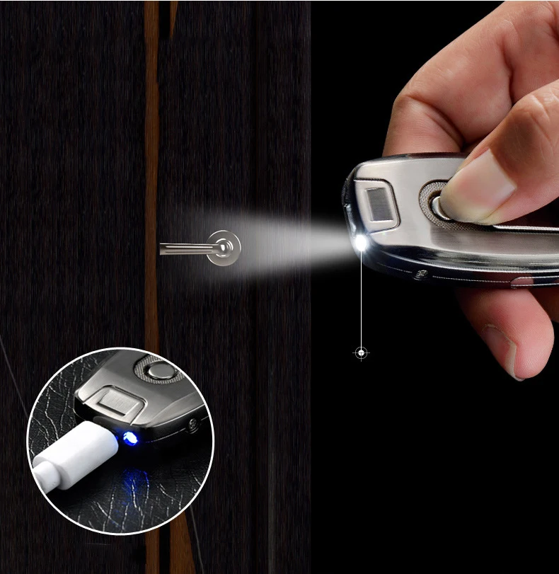 Плазменная Зажигалка для сигар заряжаемая через USB беспламенная ветрозащитная