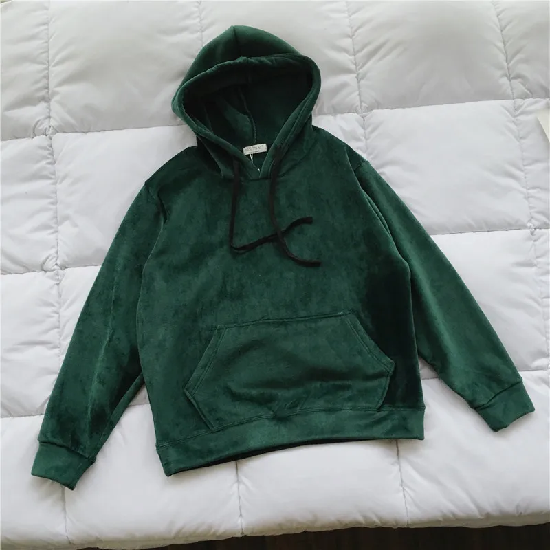 dark green Золотой бархатный пуловер, толстовки, Женская толстовка Moletom, Осень-зима, принт со звездой, худи, женские топы, спортивный костюм, свитшоты C3940 - Цвет: dark green
