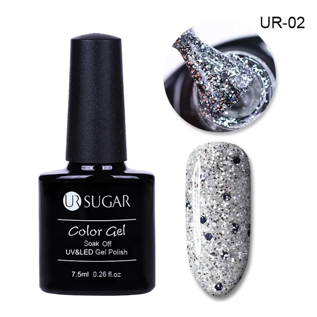 UR 02 UR SUGAR 1 бутылка 7,5 набор пластиковых бутылок для шампуней/кремов голографическая Звезда Луна блестки гель наклейки на ногти флаконы замочить от ногтей УФ гель лак - Цвет: UR 02