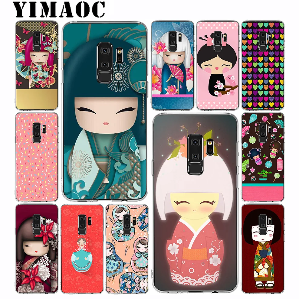 YIMAOC Cute Kokeshi Doll Soft Silicone Case for Samsung Galaxy S10 S10E S9 S8 Plus S7 S6 Edge &amp Note 9 8 Cover |