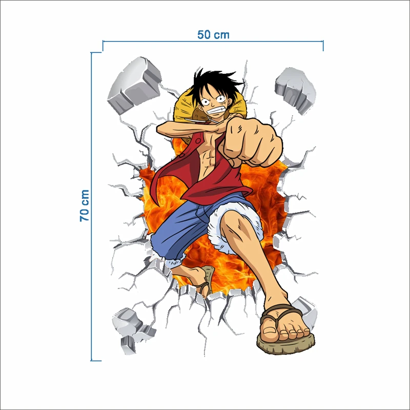 

Monkey D Luffy Broken Hole Wall Stickers For Kids Room Home Decoration One Piece Anime Mural Art Diy Cartoon 3d Wall Decals