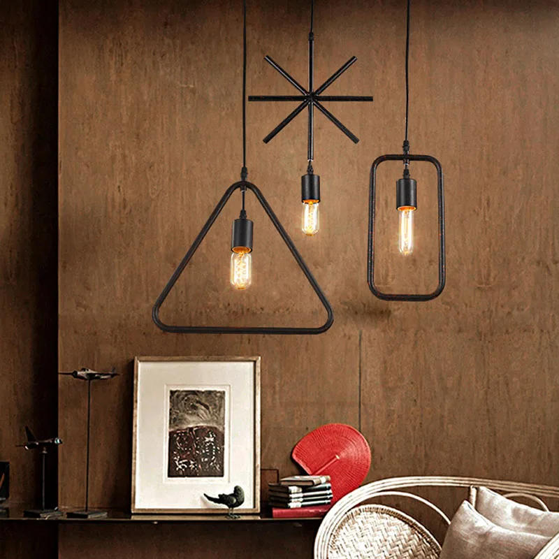 Промышленный стиль геометрическая форма подвесные светильники лампа железный