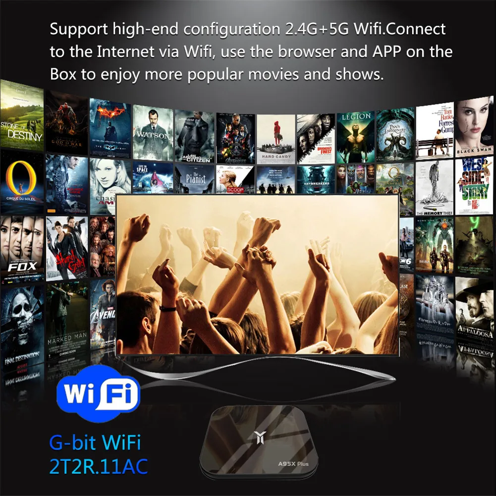 A95X PLUS tv Box 4G/32G S905Y2 Android 8,1 Гбит/с сетевой плеер с Bluetooth Голосовое управление