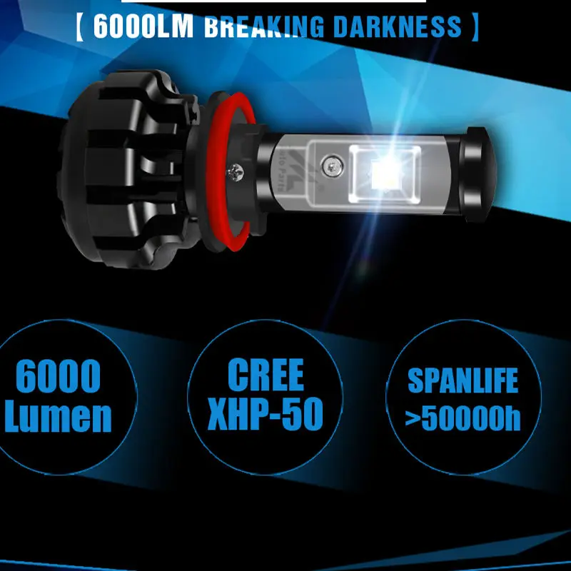 Xenplus H7 LED H4 Фары Лампы V18 турбо вентилятор 9005 9006 H1 H3 H11 H8 H9 HB3 HB4 Hi Lo луч 6000LM XHP50