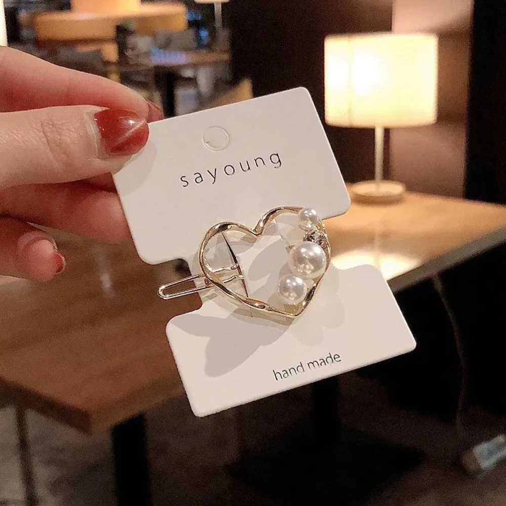 ММИСМ Неправильная заколка для волос из металла с жемчужинами круглой формы сердца треугольной заколкой для волос геометрической формы для женщин и девочек аксессуары.