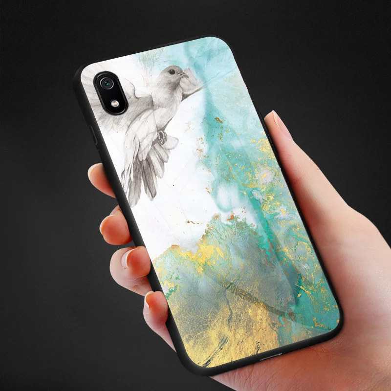 Для Xiaomi Redmi 7A чехол из мраморного глянцевого закаленного стекла Мягкий Силиконовый противоударный жесткий чехол для телефона Xiomi Redmi 7 Redmi7 6,26"