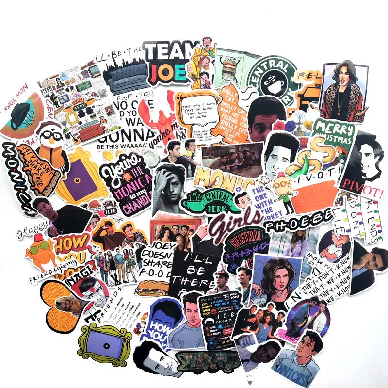 100pcs 100 шт./компл. Стикеры s друзей ТВ шоу веселые детские игрушки Стикеры набор «сделай сам» для телефона Чемодан ноутбук мотоцикл Водонепроницаемый для детей Подарки F3 - Цвет: 100pcs