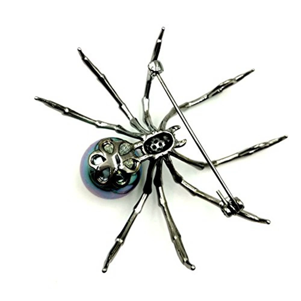 Victorian Style Micro Pave CZ Head Black Mother of Pearl Spider Brooches Tone Halloween Pin Vintage Monster Jewelry | Украшения и