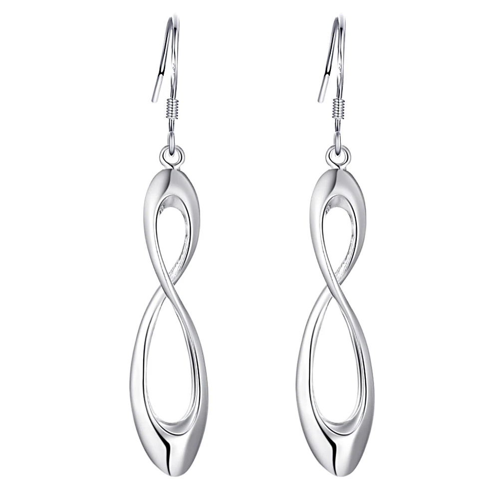 Восемь двух колец высокое качество бесплатная доставка посеребренные серьги для