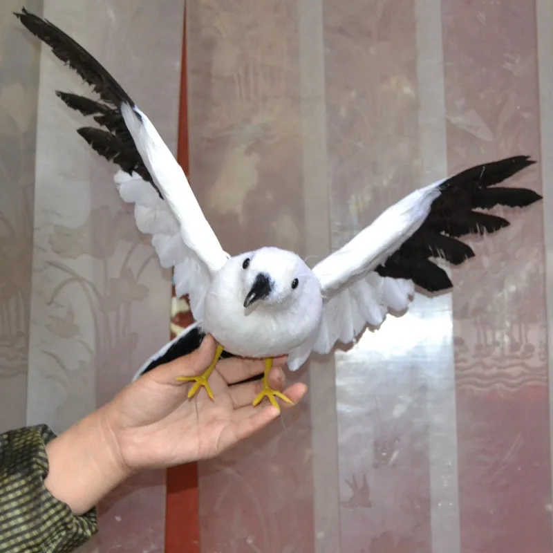 Новое моделирование игрушка &quotчайка&quot перо Черные крылья летучей мыши с птицей