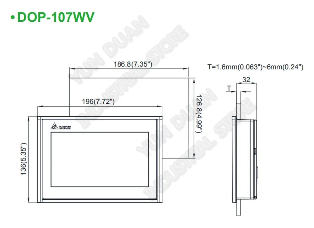 " ичм Delta DOP-107WV Ethernet 512 MB Оперативная память 7 дюймов TFT ЖК-дисплей 800 МГц MCU touch Экран RS232 RS422 RS485 USB Host клиента