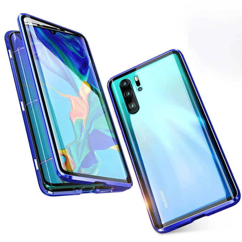 Градиентный металлический 360 магнитный чехол для huawei P30 Pro P20 mate 20 полный корпус