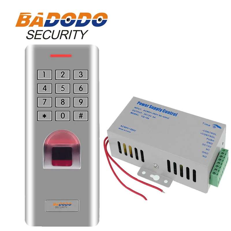

3000 users Waterproof IP66 fingerprint access keypad reader with 12V 5A Door Lock RFID reader Power Supply Control