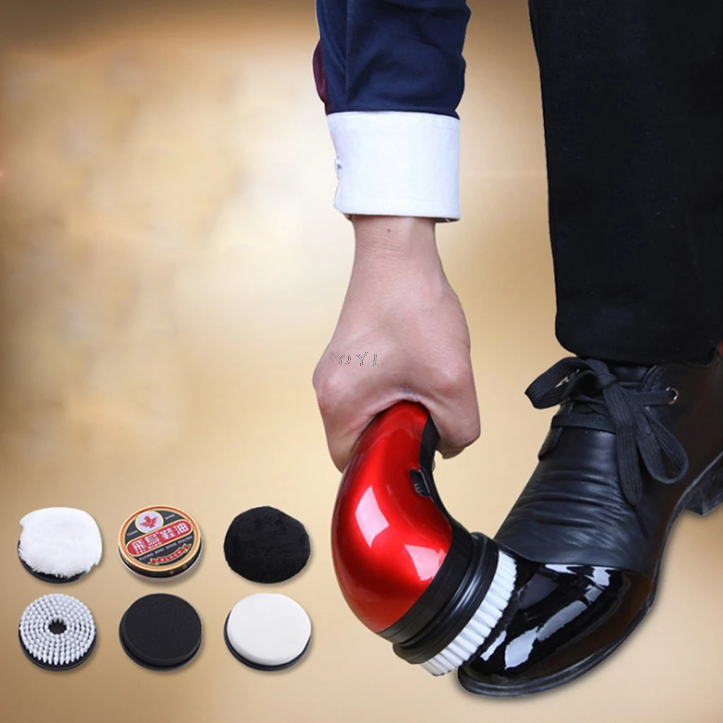 Portable Handheld Automatic Electric Shoe Brush Shine Polisher 2 Ways Power Supply  EU Plug