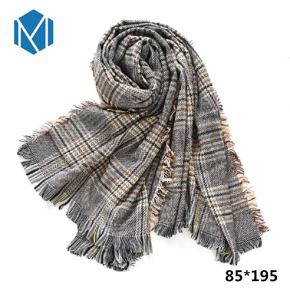 Модный клетчатый зимний шарф для женщин modis хиджаб шали леди британский стиль