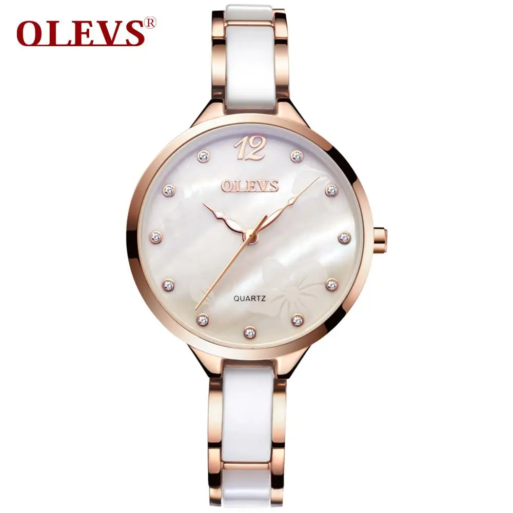women watch 3 OLEVS Ladies Ceramic Watches Lady Rose Gold Women Dress Watch Luminous Black Steel Strap Womens Wrist Watches Gifts reloj mujer - Цвет: women watch 3