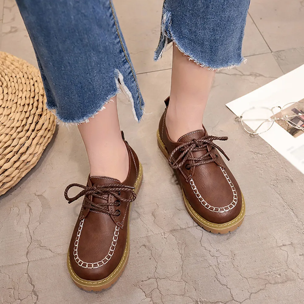 YOUYEDIAN/Женская обувь Модные кожаные повседневные ботинки на плоской подошве со